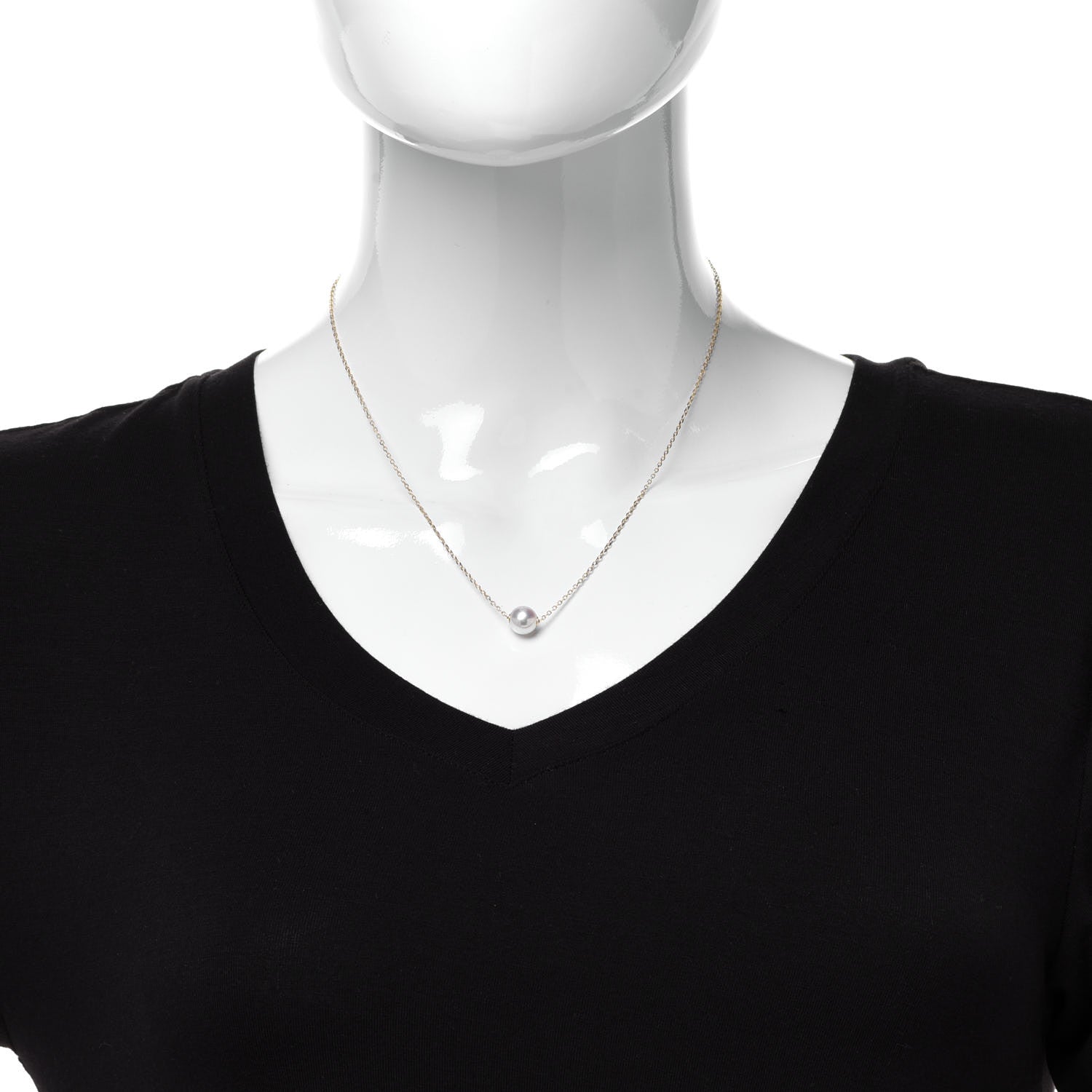 Mikimoto 18K Yellow Gold Akoya Pearl 8mm Single Pendant Necklace 2 of 8