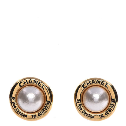 Chanel Pearl Rue Cambon Clip On Earrings Gold 1 of 4