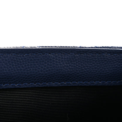 Saint Laurent Grain De Poudre Textured Mixed Matelasse Triquilt Small Monogram Satchel Blue Charron 11 of 14