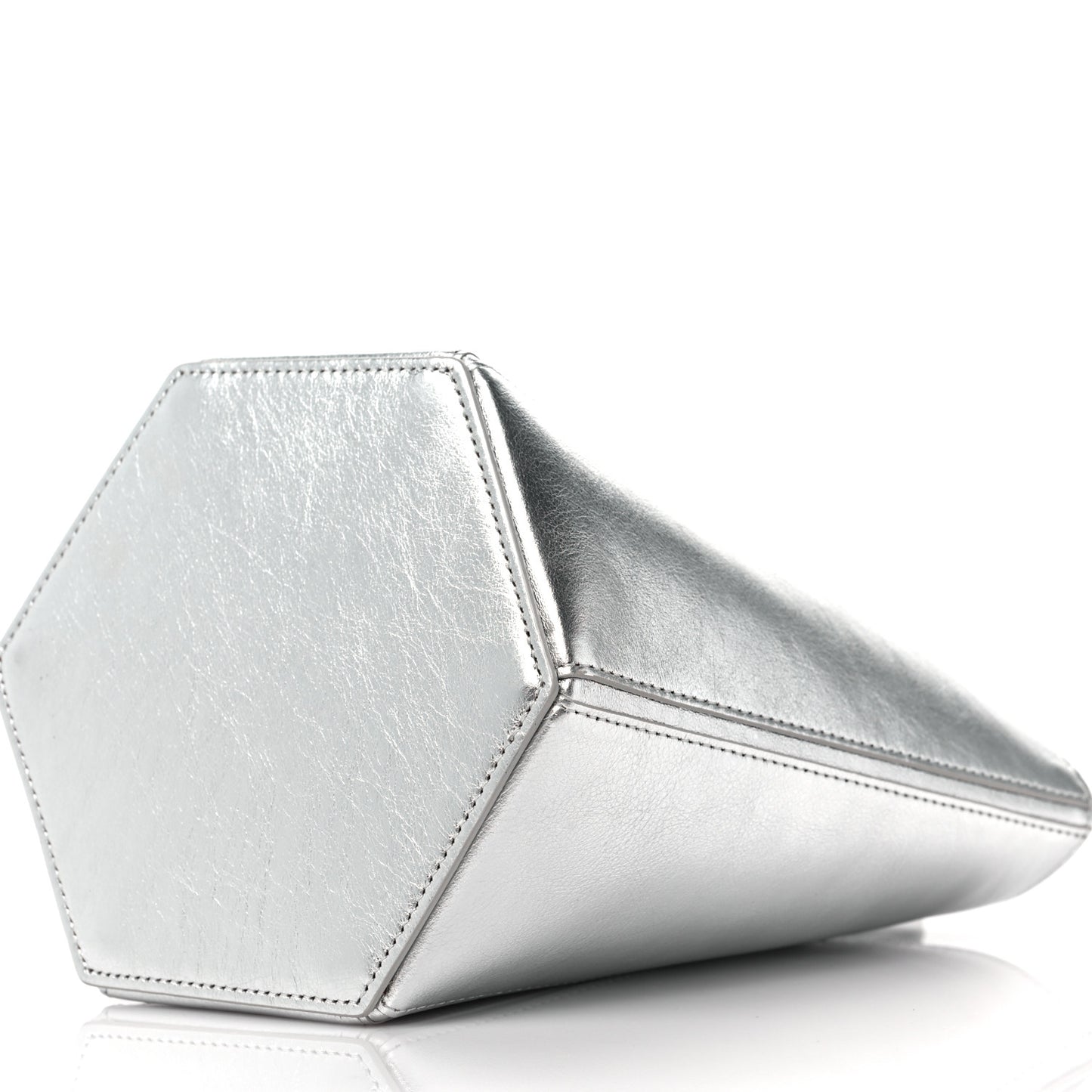 Laminated Calfskin Allen Bucket Bag Silver