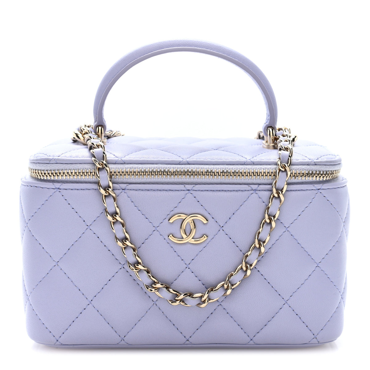 Chanel Lambskin Quilted Small Top Handle Vanity Case With Chain Light Purple 1 of 9