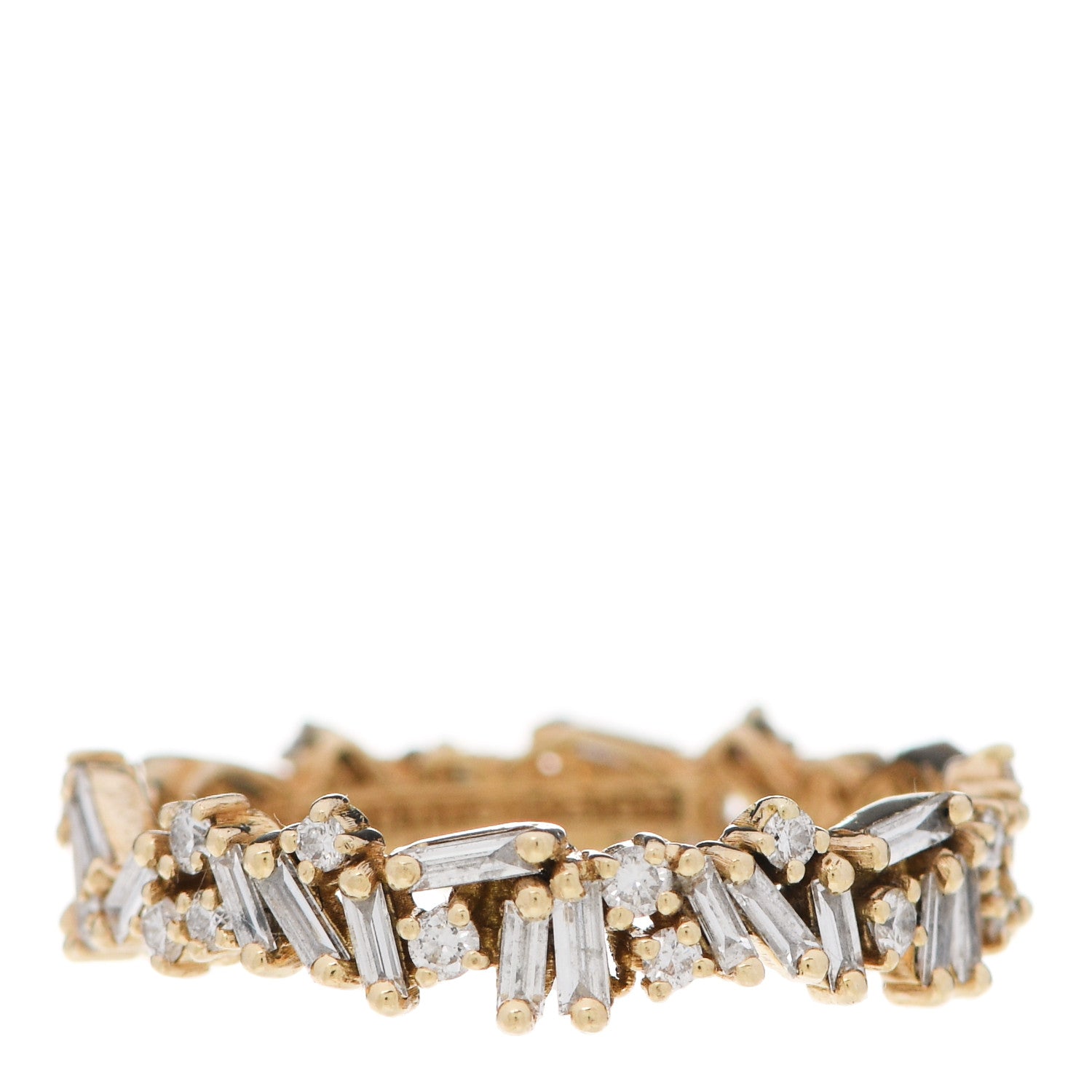 Suzanne Kalan 18K Yellow Gold Diamond Fireworks Icon Eternity Ring 51 5.75 1 of 5