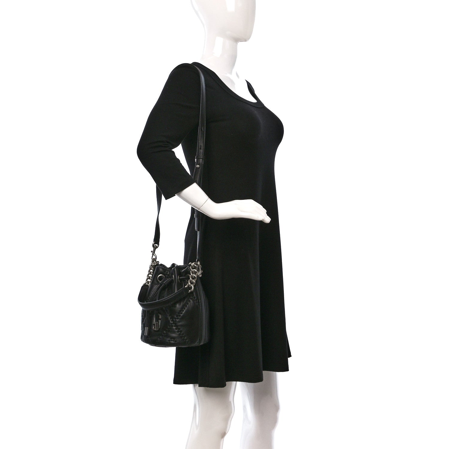 Marc Jacobs Calfskin Quilted The Bucket Bag Black 2 of 9