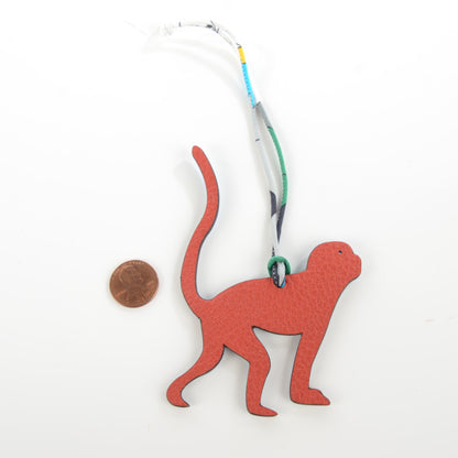 Hermes Epsom Togo Petit H Monkey Bag Charm Bleu Paradis Sanguine 3 of 4