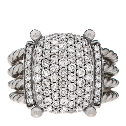 David Yurman Sterling Silver Diamond 16mm Wheaton Ring 56 7.75 1 of 5
