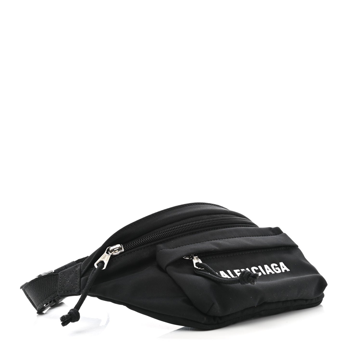Sport Nylon Logo Embroidered Wheel Belt Bag Black White