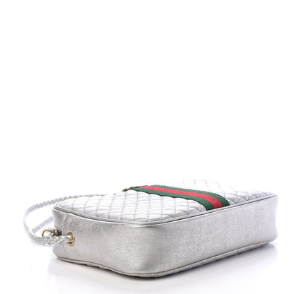 Gucci Laminated Nappa Web Trapuntata Small GG Shoulder Bag Argento 4 of 10