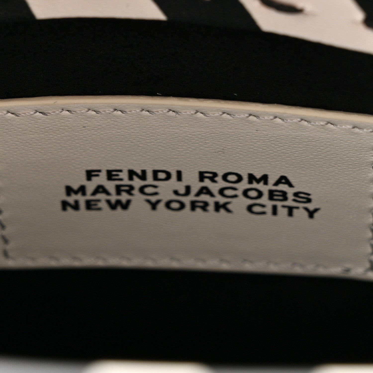 Fendi X MARC JACOBS Vitello King Plexiglass Logo Print Mini Fendi Sunshine Shopper Tote Black White 6 of 9