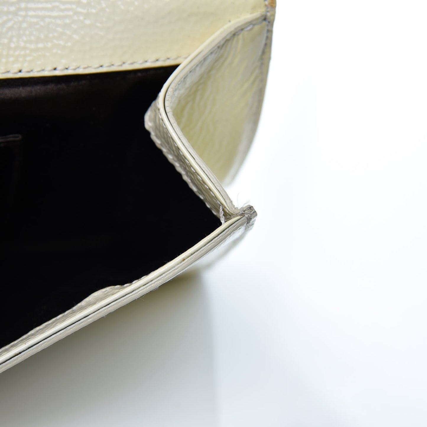 Patent Calfskin Large Belle De Jour Clutch Off White