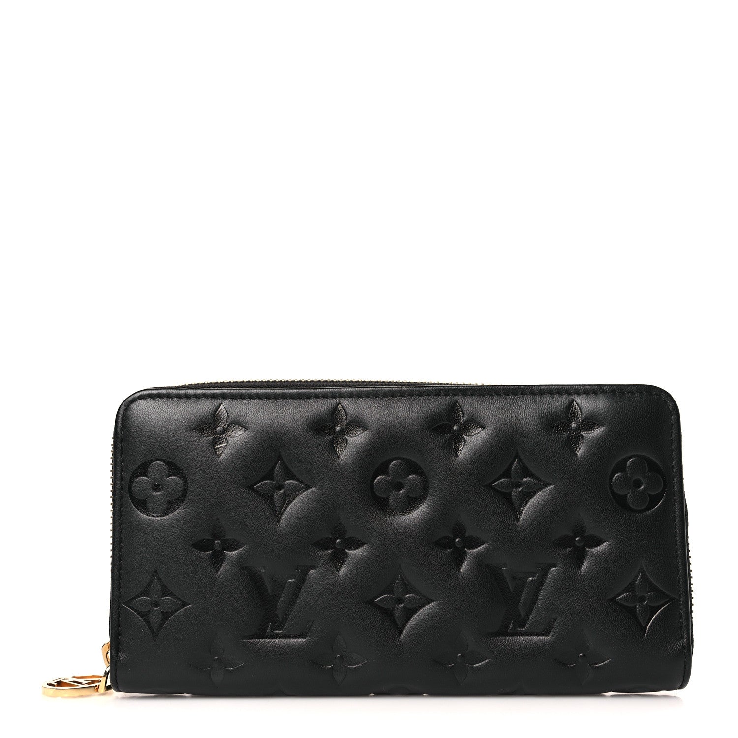 Louis Vuitton Lambskin Embossed Monogram Coussin Zippy Wallet Black 1 of 6