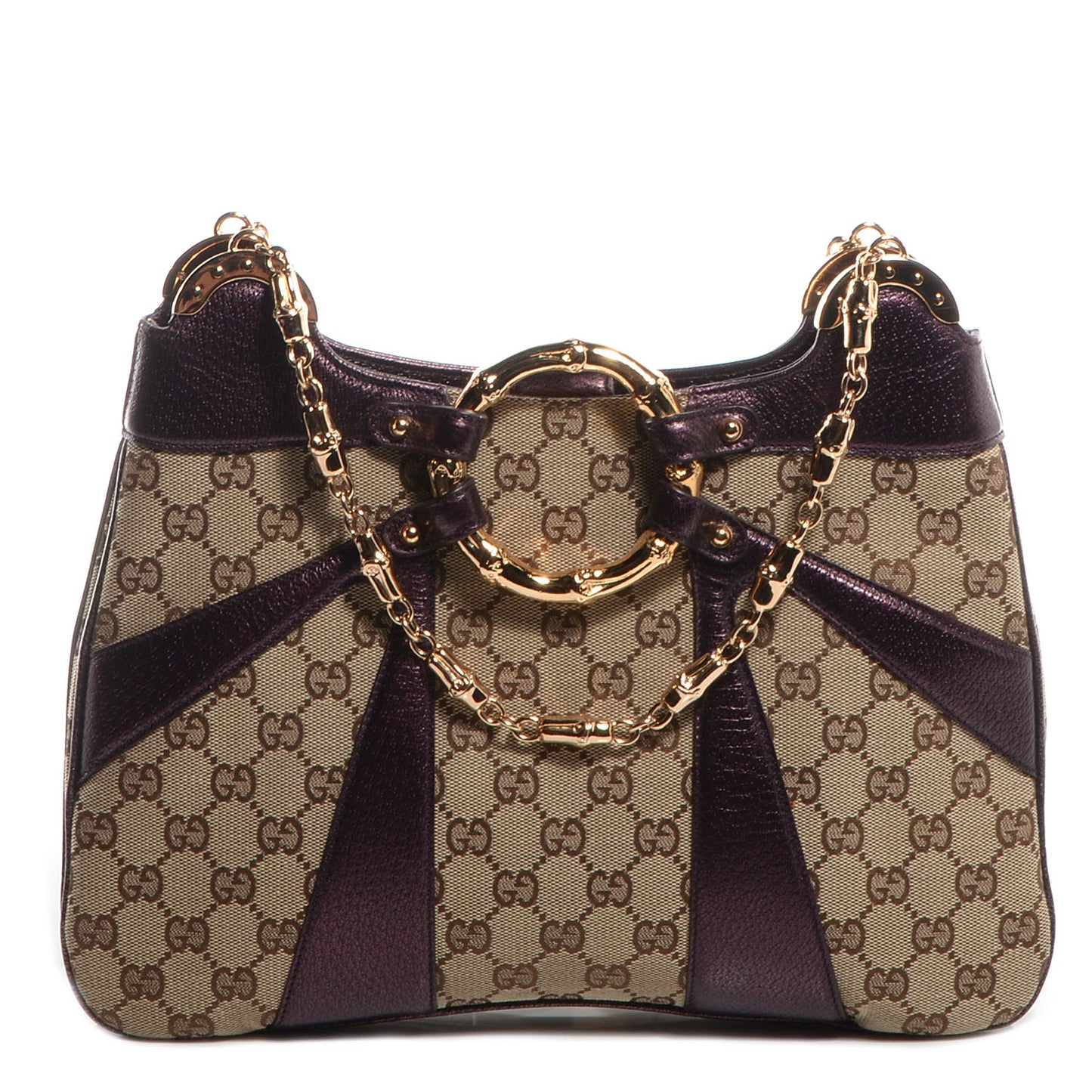 Monogram Bamboo Chain Shoulder Bag Metallic Purple