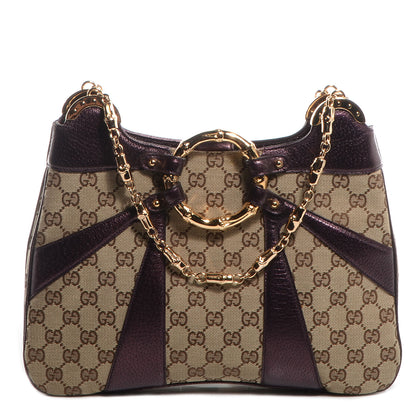 Gucci Monogram Bamboo Chain Shoulder Bag Metallic Purple 1 of 7