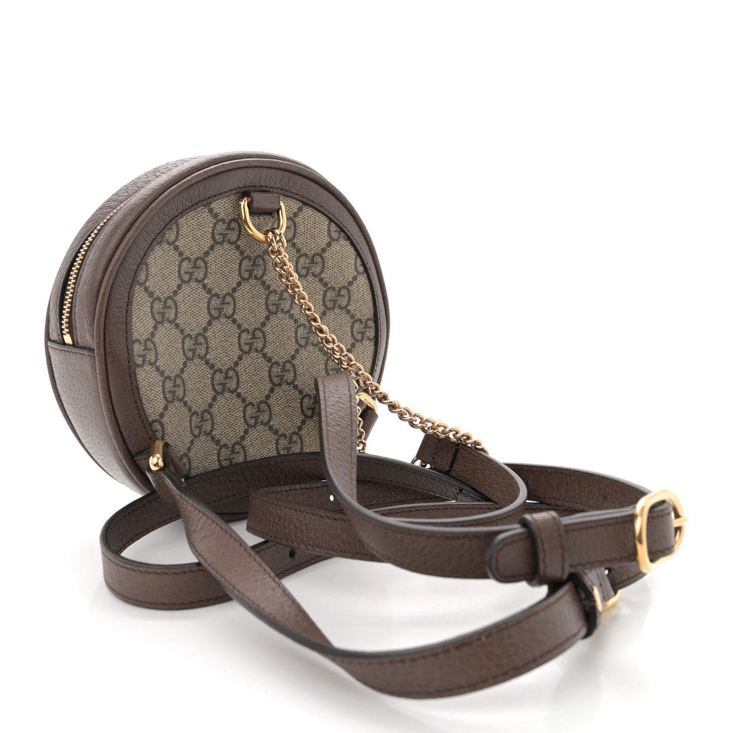 GG Supreme Monogram Web Mini Ophidia Round Backpack Brown