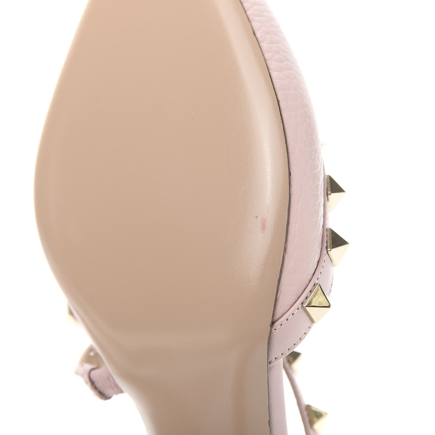 Pebbled Calfskin Rockstud Cross Strap 50mm Mules 39 Water Rose