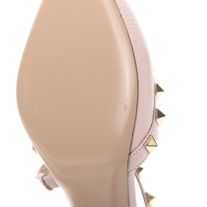 Valentino Garavani Pebbled Calfskin Rockstud Cross Strap 50mm Mules 39 Water Rose 8 of 8