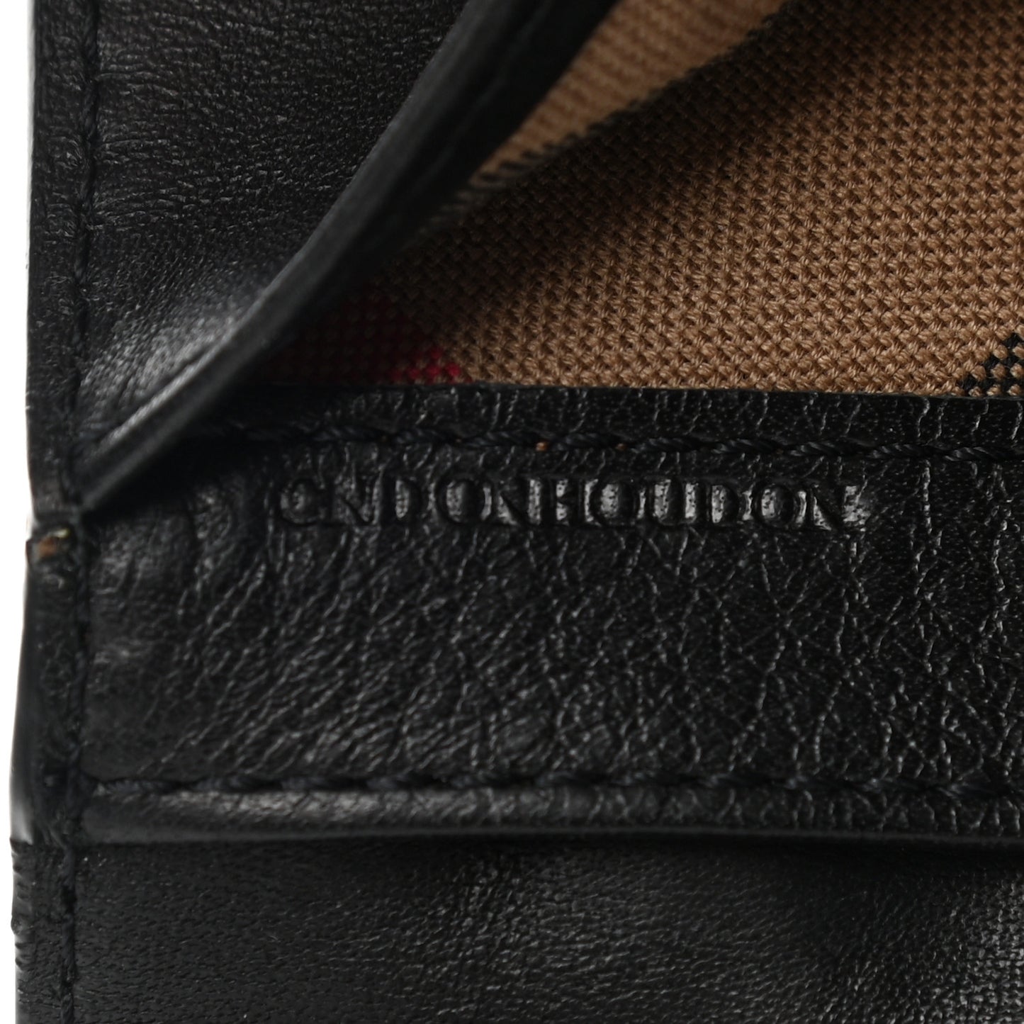 Signature Grain Calfskin Check Embossed Zip Wallet Black