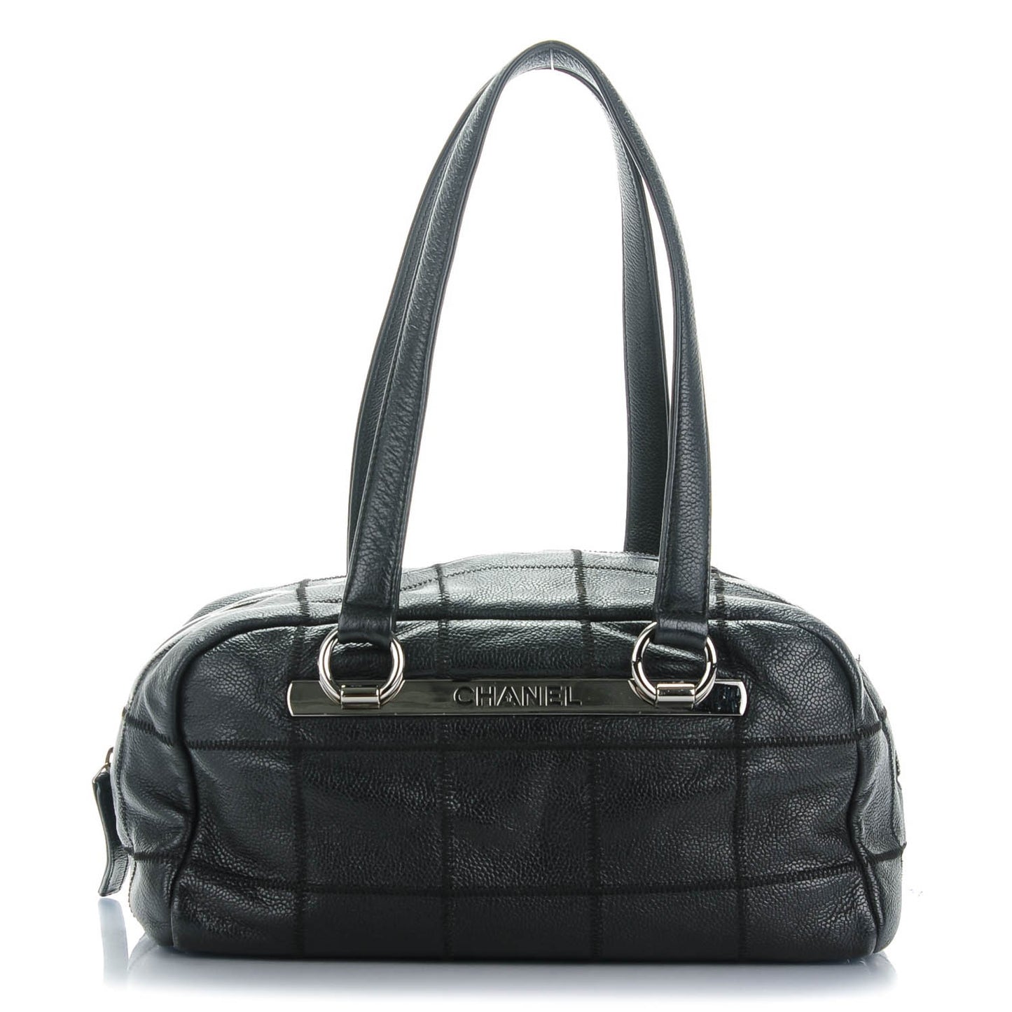 Caviar Square Stitched Shoulder Bag Black