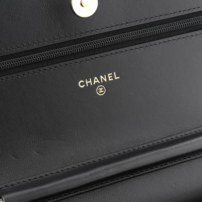 Chanel Lambskin Quilted Enamel CC Wallet On Chain WOC Black 11 of 11