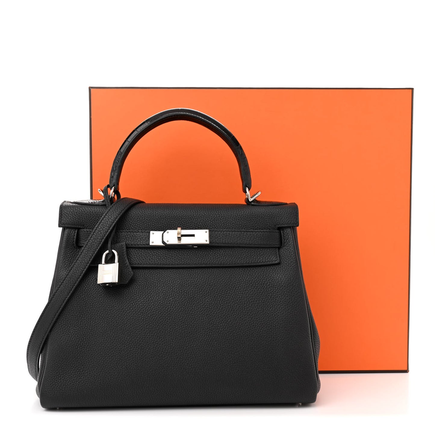 Togo Matte Alligator Kelly Retourne Touch 28 Black