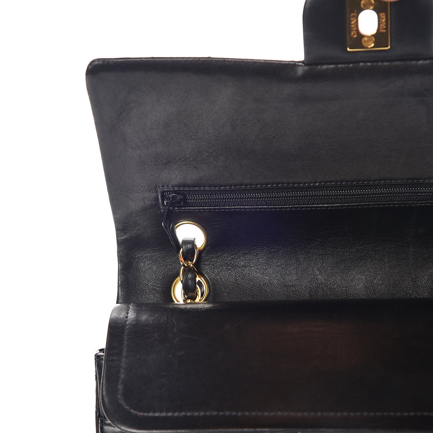 Chanel Lambskin Quilted Medium Double Flap Black 16 of 17