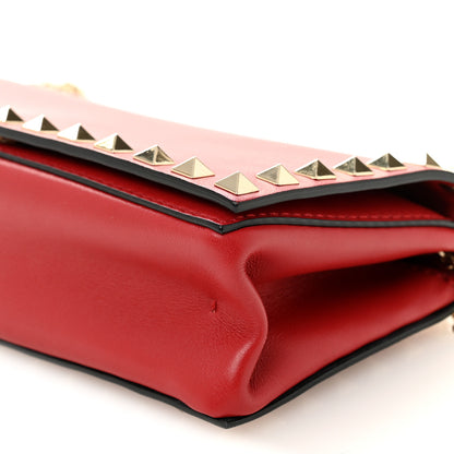 Valentino Garavani Calfskin Rockstud Flap Chain Clutch Red 9 of 9