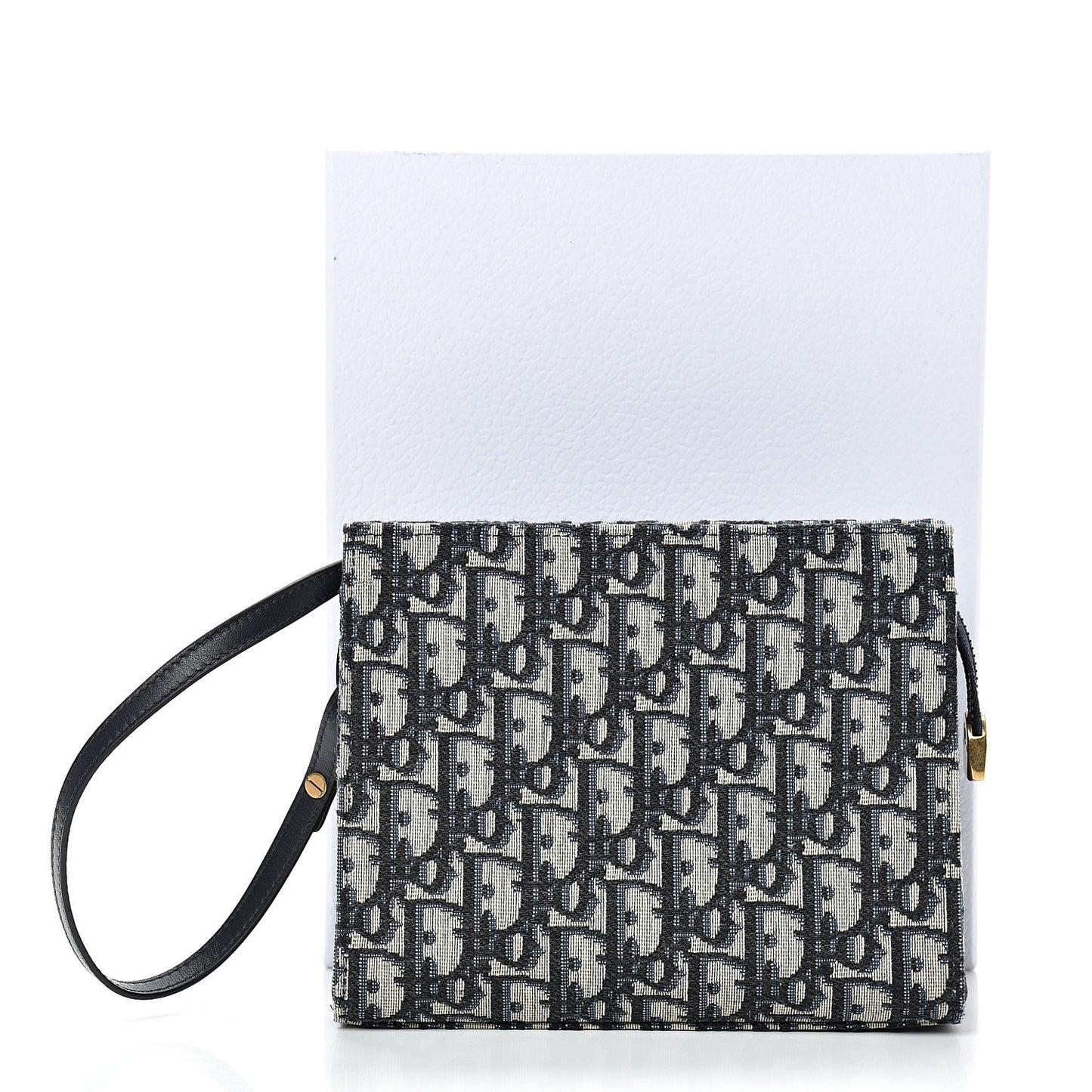 Oblique Zipped Pouch Clutch Blue