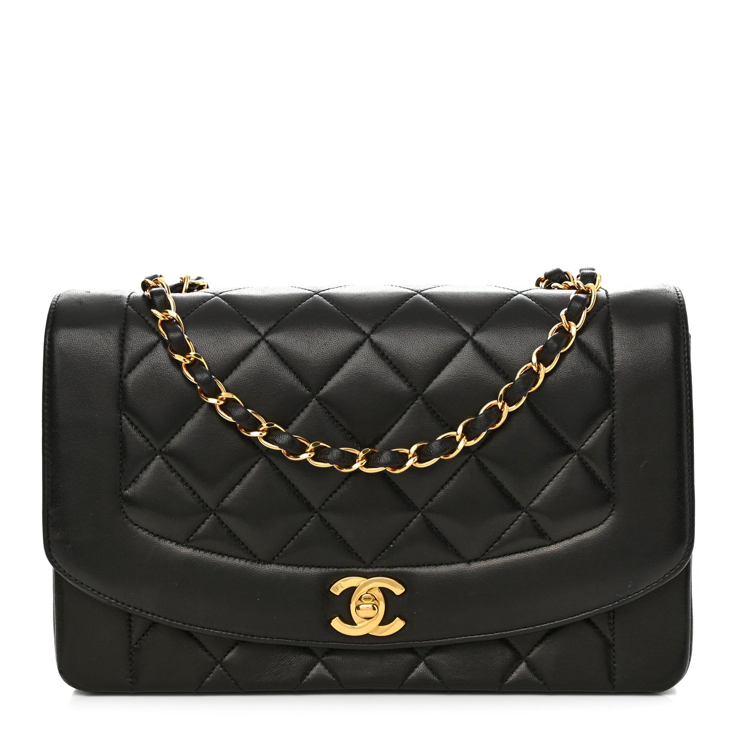 Lambskin Quilted Medium Single Flap Black