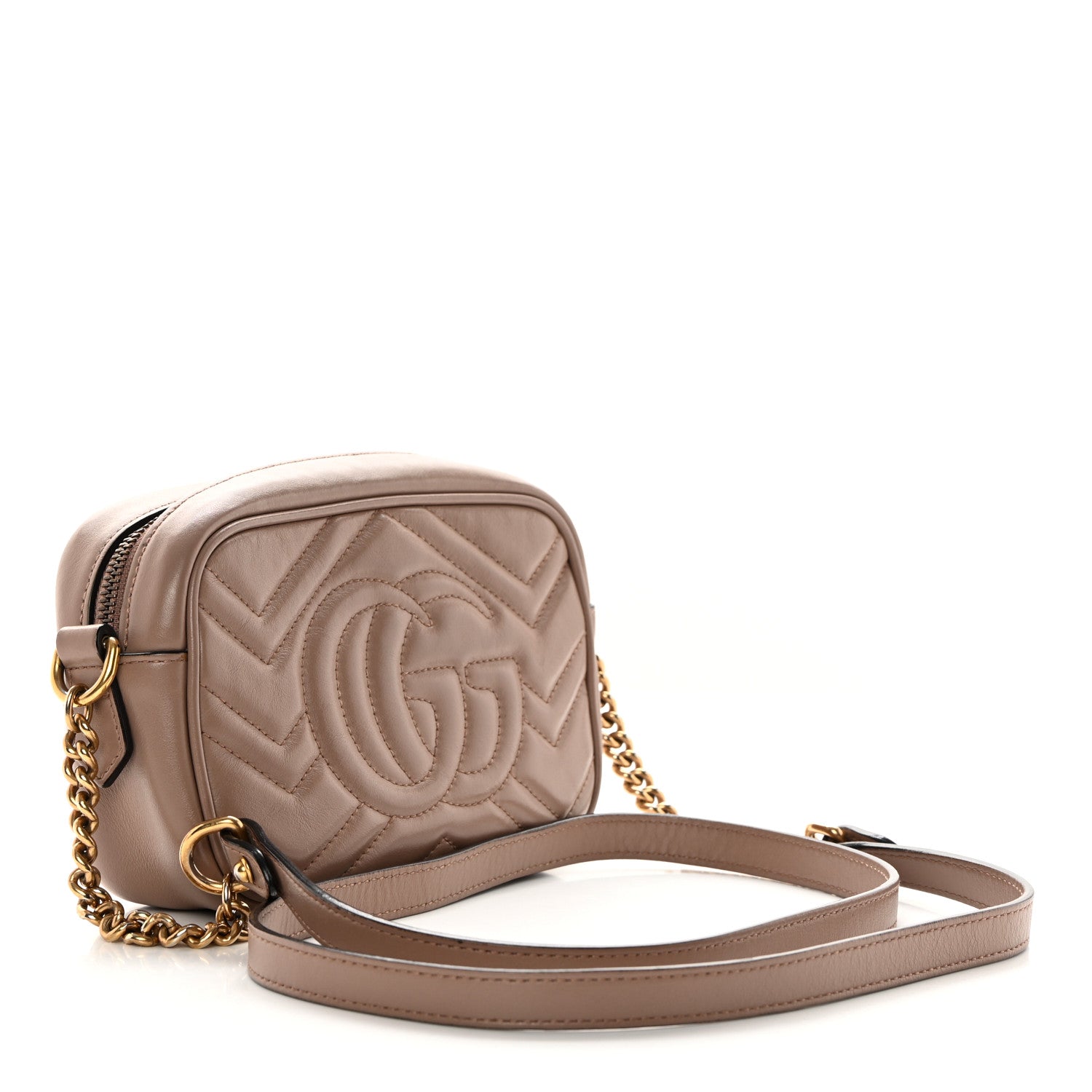 Gucci Calfskin Matelasse Mini GG Marmont Chain Shoulder Bag Porcelain Rose 3 of 14