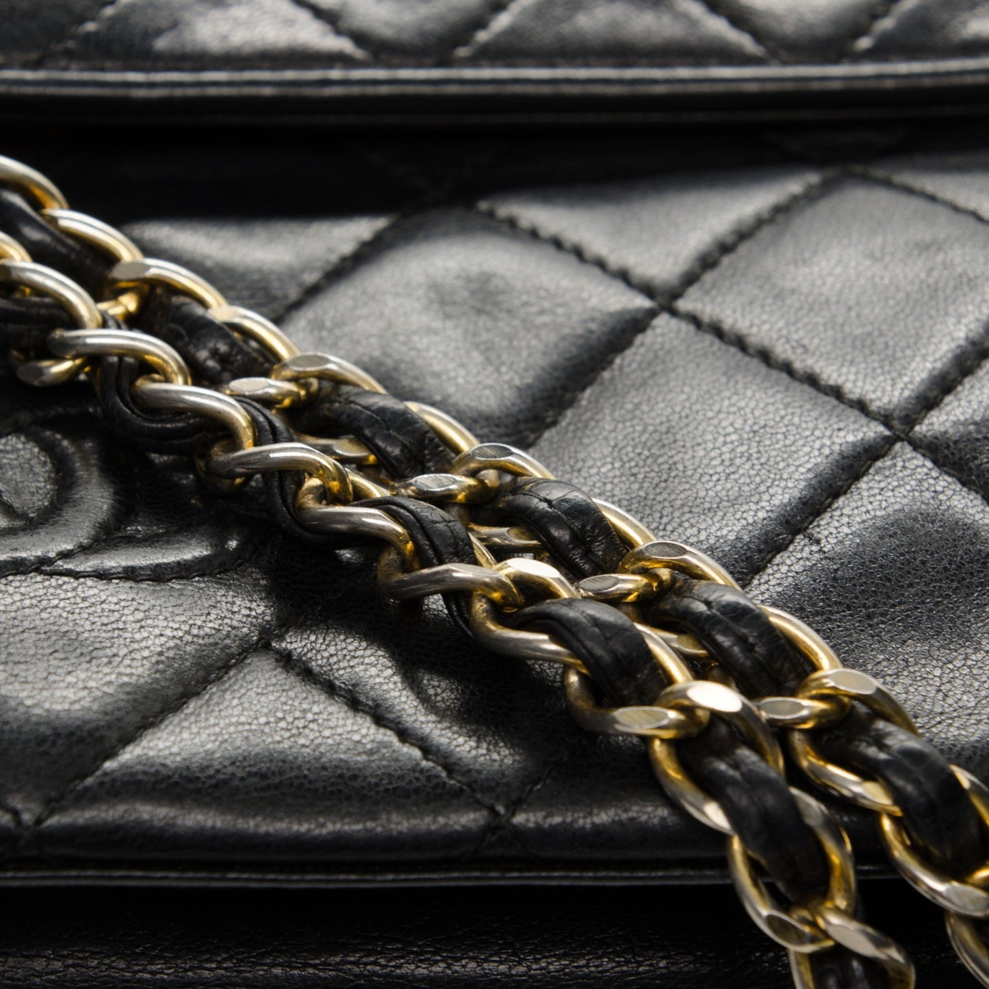 Lambskin Quilted CC Tassel Shoulder Flap Bag Black