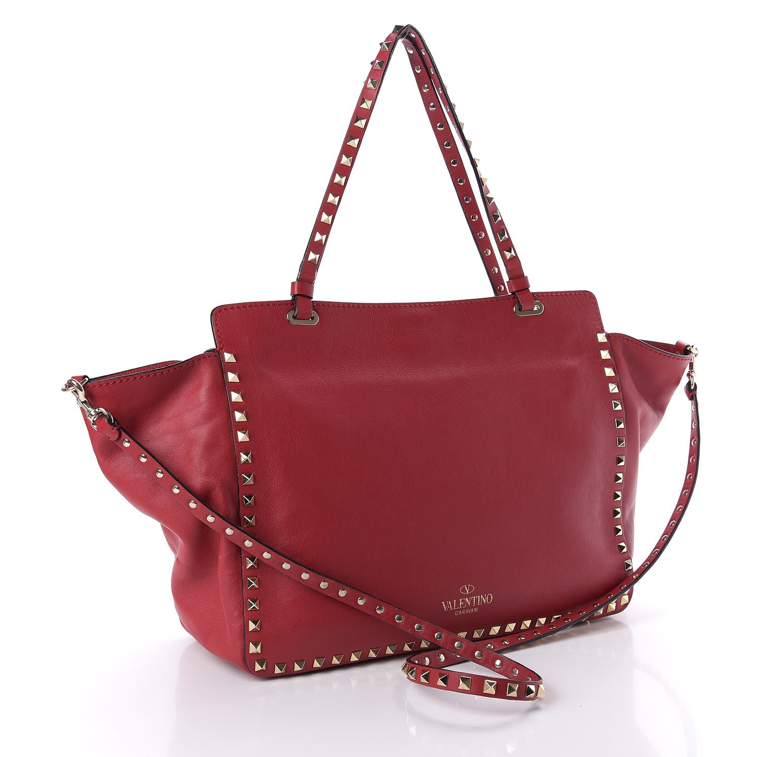 Valentino Garavani Vitello Medium Rockstud All Over Tote Rosso Valentino 3 of 16