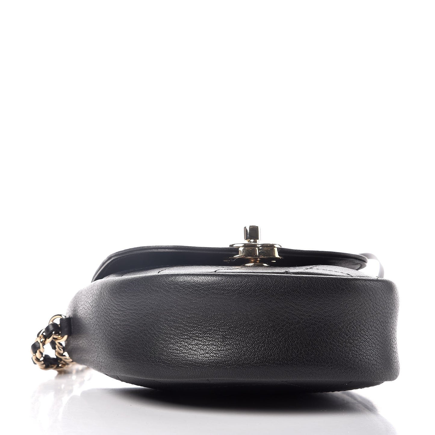 Lambskin Stitched Small Messenger Flap Black