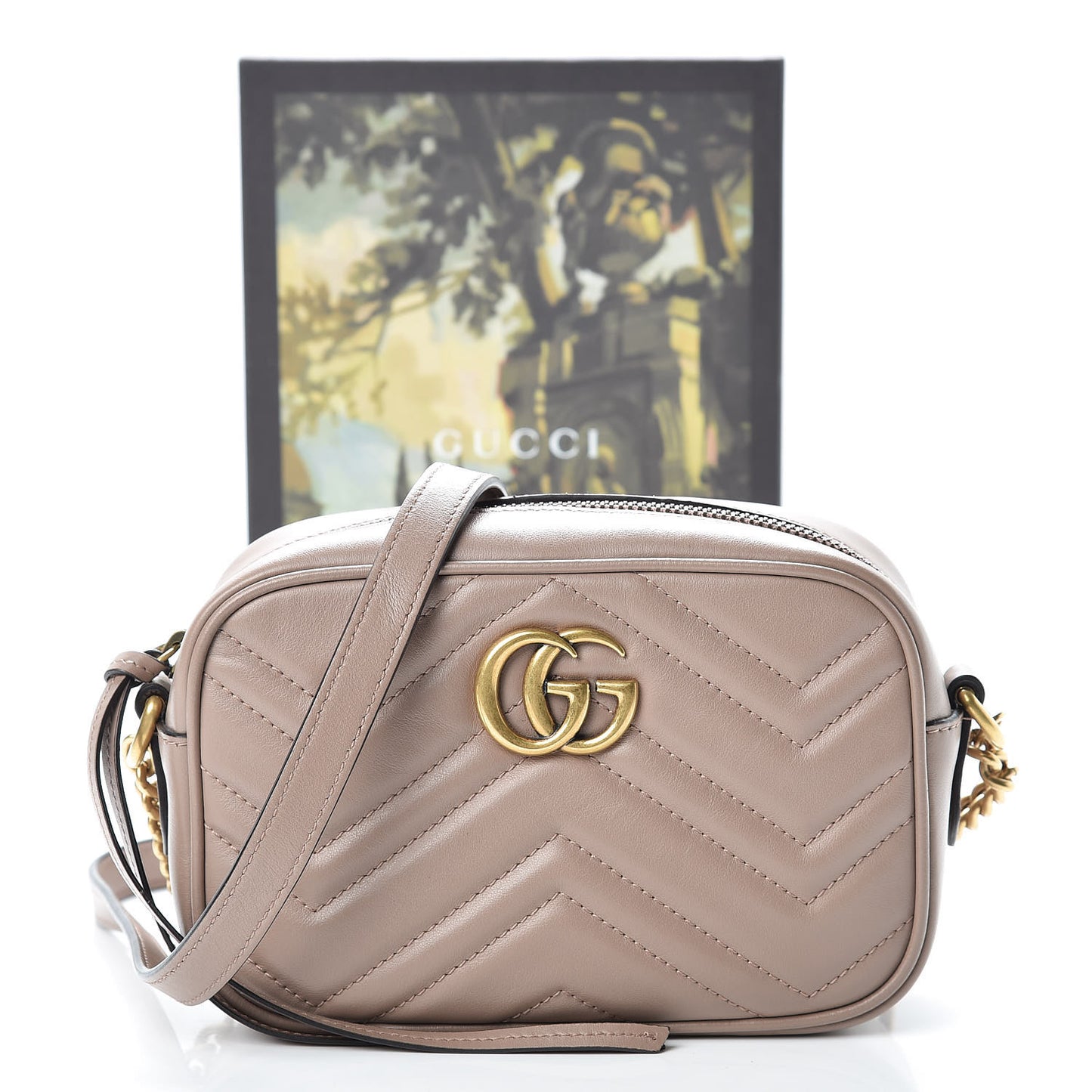 Calfskin Matelasse Mini GG Marmont Chain Shoulder Bag Porcelain Rose
