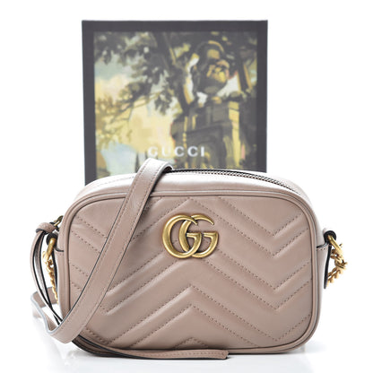 Gucci Calfskin Matelasse Mini GG Marmont Chain Shoulder Bag Porcelain Rose 11 of 11