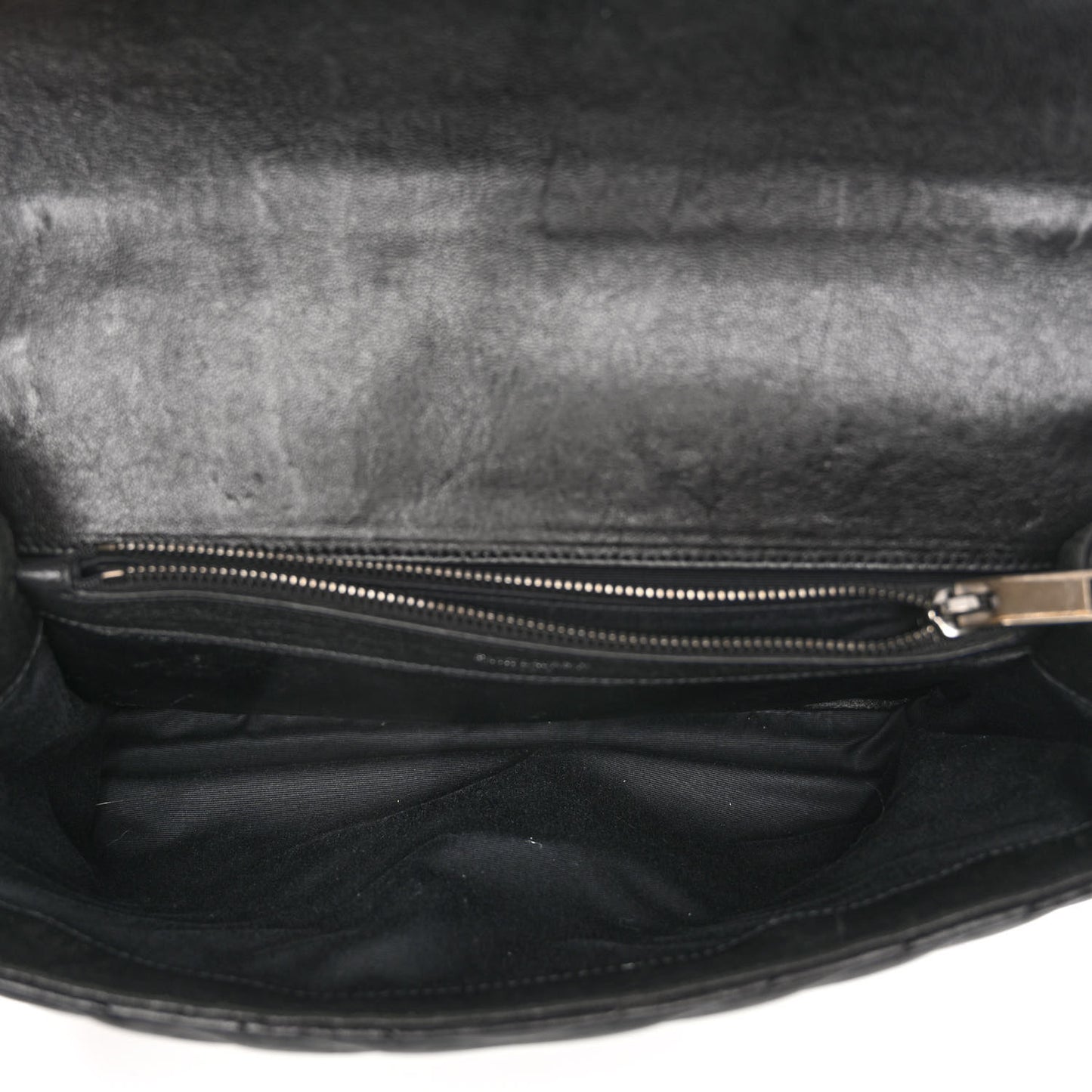 Sheepskin Matelasse Chevron Monogram Large College Satchel Black