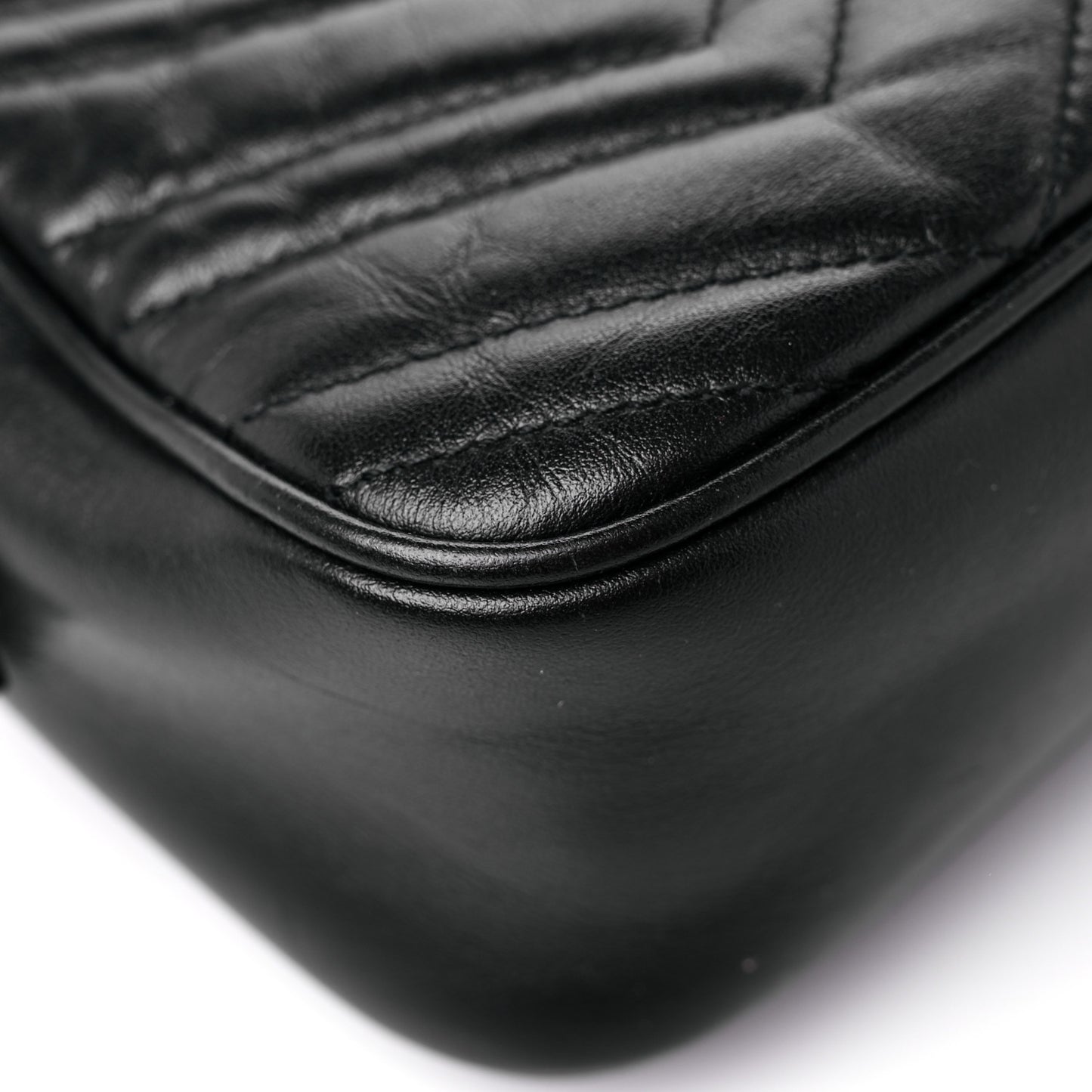Calfskin Matelasse Small GG Marmont Chain Shoulder Bag Black