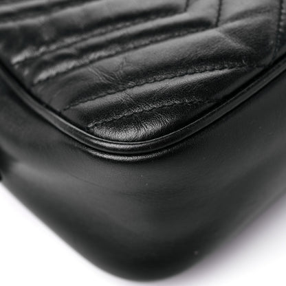 Gucci Calfskin Matelasse Small GG Marmont Chain Shoulder Bag Black 16 of 21