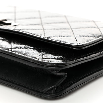 Chanel Glazed Aged Calfskin Reissue Wallet On Chain WOC Black 11 of 13