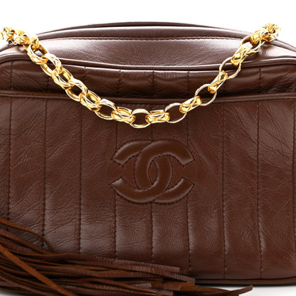Chanel Lambskin Vertical Quilted Tassel Camera Case Brown 8 of 10