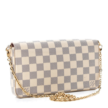 Louis Vuitton Damier Azur Pochette Felicie Chain Wallet Rose Ballerine 3 of 16
