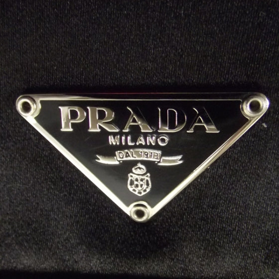 Prada Satin Logo Evening Bag Black 9 of 9