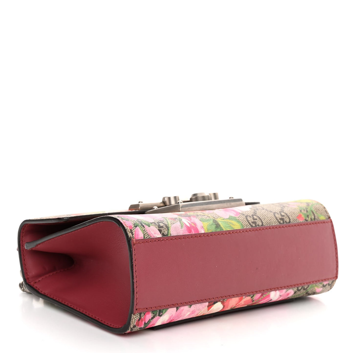 GG Supreme Monogram Blooms Small Padlock Shoulder Bag Beige Multicolor Dry Rose