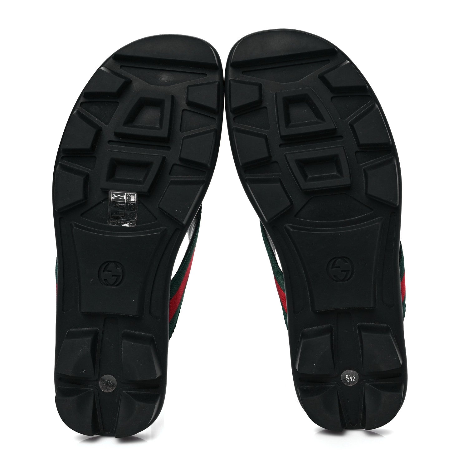 Gucci Nylon Calfskin Web Mens Cleat Sole Thong Sandals 8 Black Red Blue 5 of 8