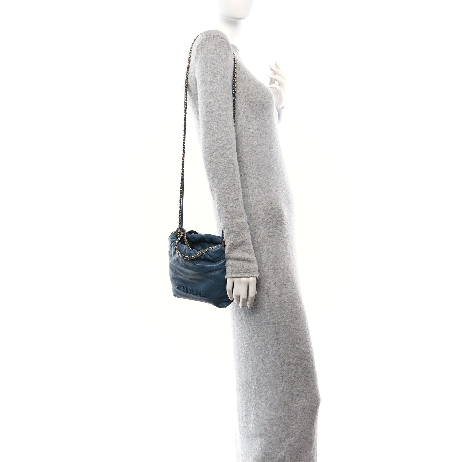 Chanel Shiny Caviar Quilted Monochrome Mini Chanel 22 Blue 2 of 10