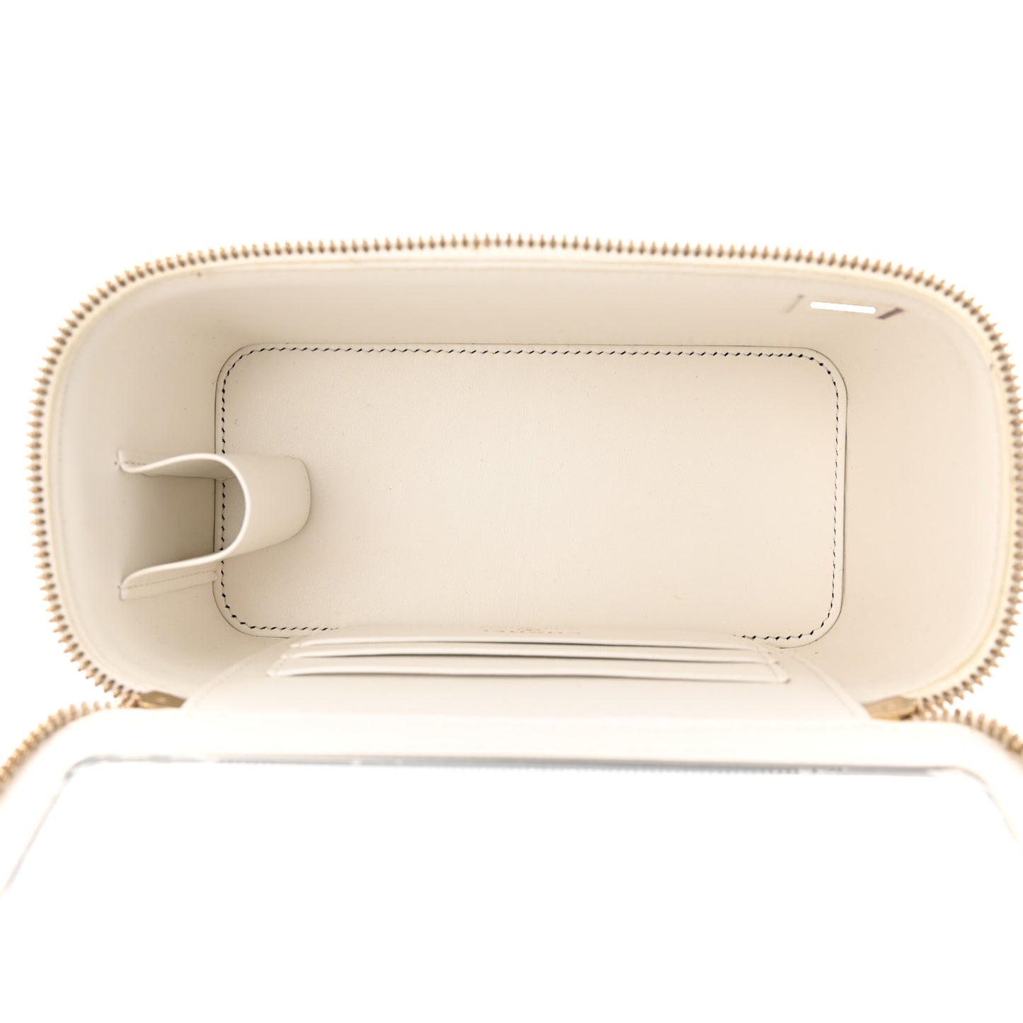 Caviar Quilted Small Vanity Case With Chain White