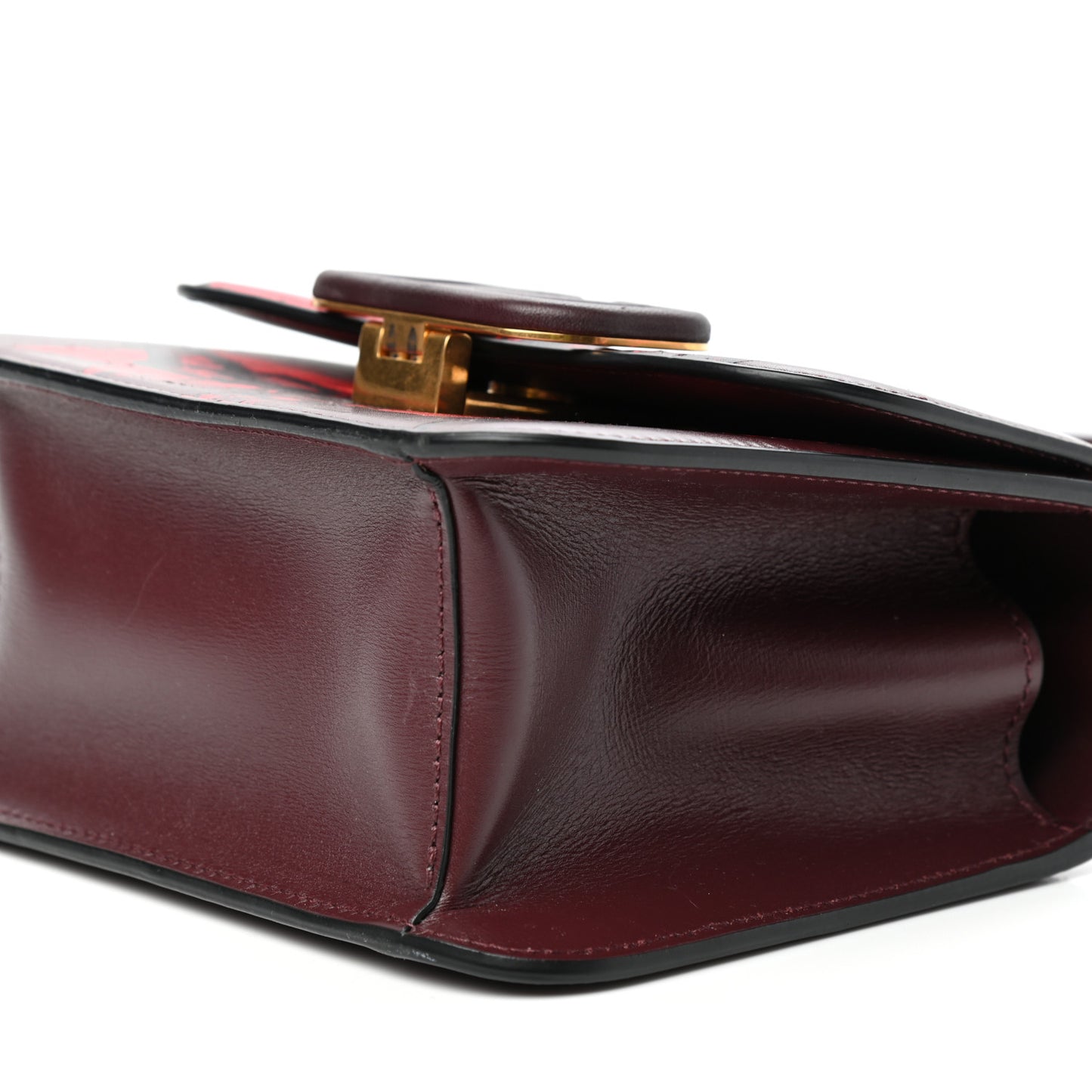X UNDERCOVER Smooth Calfskin Rose Print Small VSling Shoulder Bag Rubin