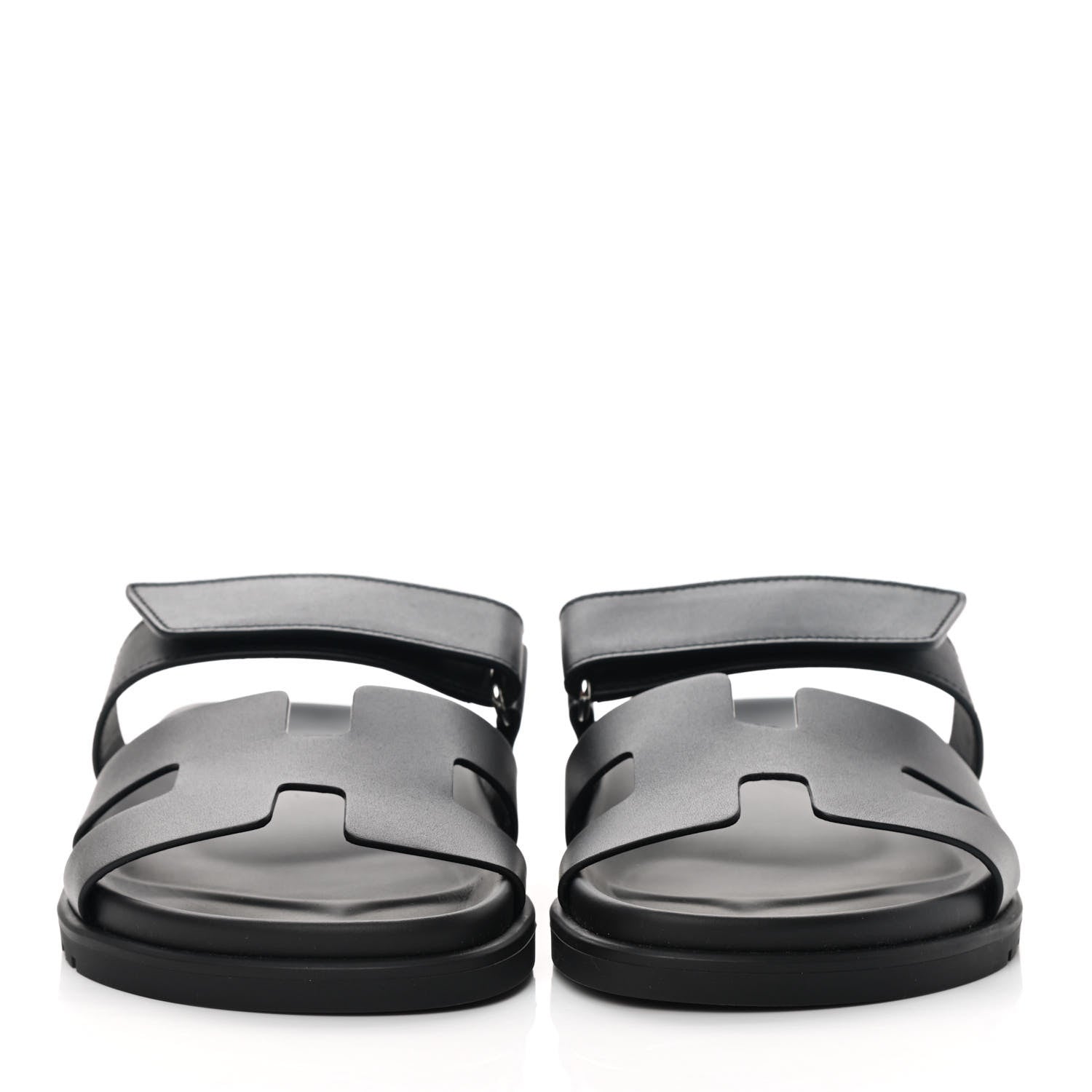 Hermes Calfskin Womens Chypre Sandals 37.5 Black 2 of 10