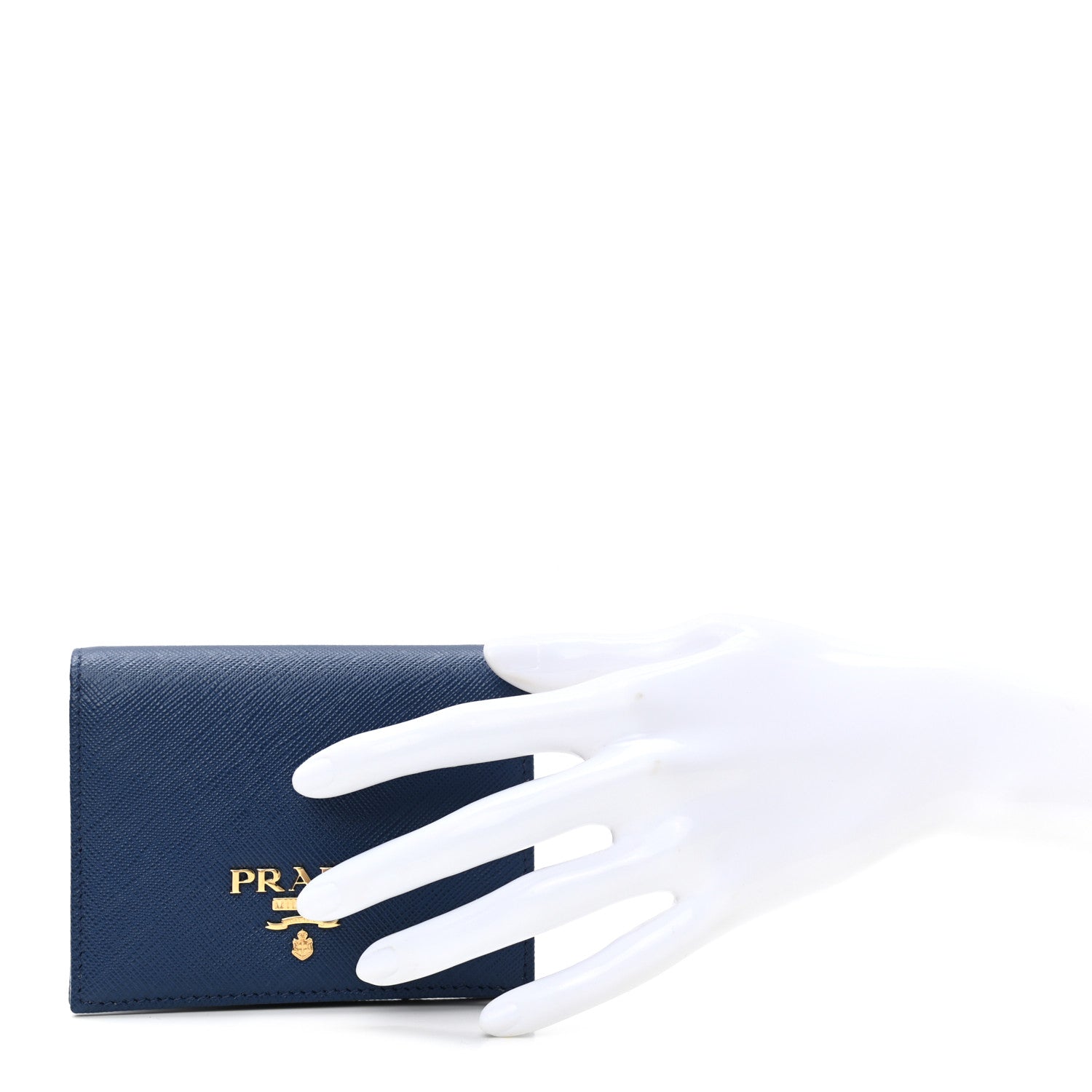 Prada Saffiano Metal Bi-Fold Wallet Bluette 2 of 7