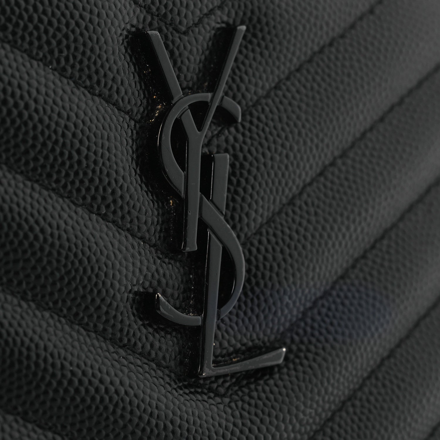 Saint Laurent Grain De Poudre Chevron Monogram Bill Pouch Black 10 of 12