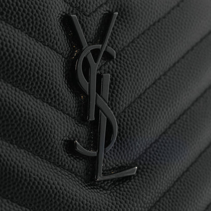 Saint Laurent Grain De Poudre Chevron Monogram Bill Pouch Black 10 of 12