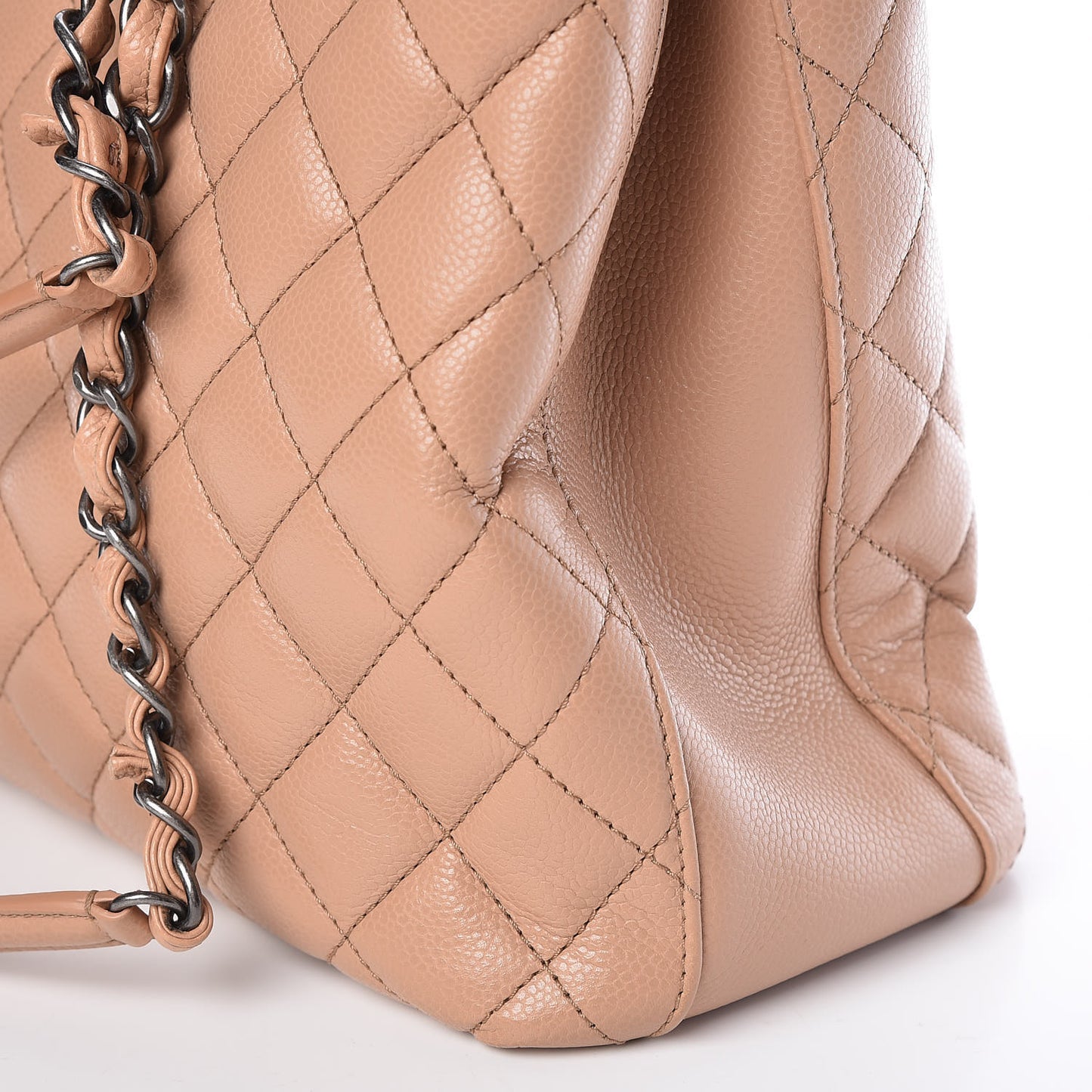 Caviar Quilted City Shopping Tote Beige